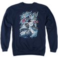 thumbnail image 1 of Trevco Sportswear JLA375-AS-4 JLA Ride The Lightening Adult Crewneck Sweatshirt, Navy - Extra Large, 1 of 1