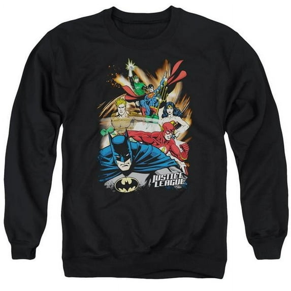 Trevco Sportswear JLA328-AS-6 JLA Starburst Adult Crewneck Sweatshirt, Black - 3X