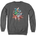 thumbnail image 1 of Trevco Sportswear JLA300-AS-6 JLA Starburst Adult Crewneck Sweatshirt, Charcoal - 3X, 1 of 1
