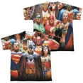 thumbnail image 1 of Trevco Sportswear JLA529FB-YTPP-3 JLA Wall of Heroes Front & Back Print Youth Short Sleeve T-Shirt, White - Large, 1 of 2
