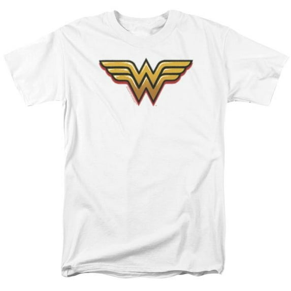 Trevco Sportswear JLA834-AT-2 DC Wonder Woman Airbrush WW Adult Regular Fit Short Sleeve T-Shirt, White - Medium