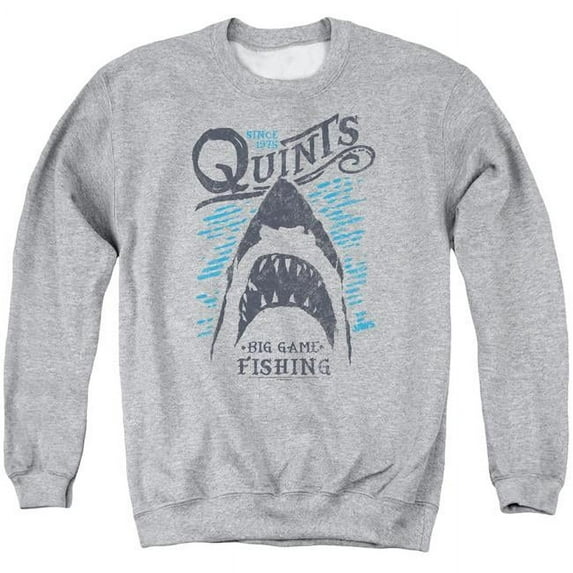 Trevco Sportswear UNI1175-AS-3 Jaws Big Game Fishing Adult Crewneck Sweatshirt, Athletic Heather - Large