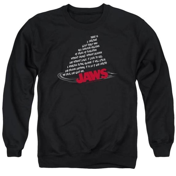 Trevco Sportswear UNI387-AS-5 Jaws Dorsal Text Adult Crewneck Sweatshirt, Black - 2X
