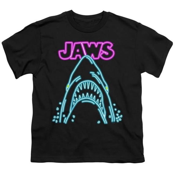 Trevco Sportswear UNI1713-KT-3 Jaws Neon Jaws Youth Short Sleeve T-Shirt, Black - Small