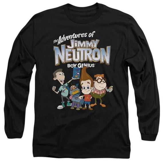 Trevco Sportswear NICK804-AL-4 Jimmy Neutron Group Adult Long Sleeve T-Shirt, Black - Extra Large