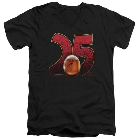 Trevco Sportswear UNI1164-AV-5 Jurassic Park Amber Adult Slim Fit V-Neck Cotton T-Shirt, Black - 2X