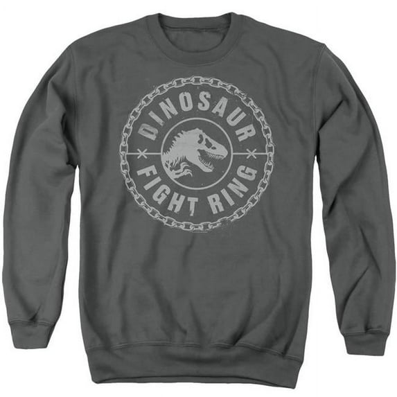 Trevco Sportswear UNI2249-AS-4 Jurassic World Dino Fight Ring Adult Crewneck Sweatshirt, Charcoal - Extra Large