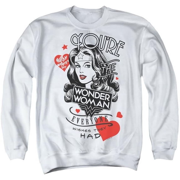 Trevco Sportswear JLA1468-AS-6 Justice League Core Everyone Wishes Adult Crewneck Sweatshirt, White - 3X