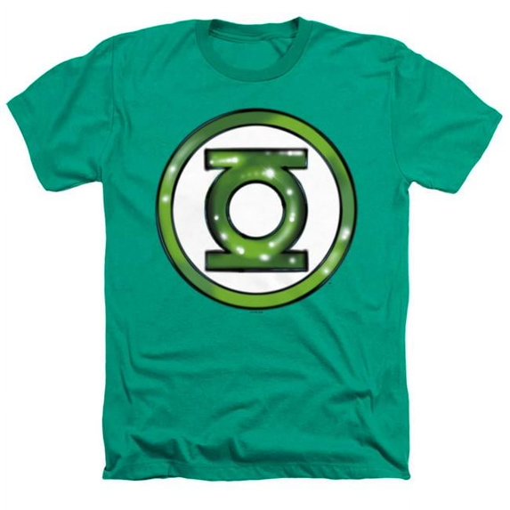 Trevco Sportswear JLA1501-HA-4 Justice League Green Lantern Airbrush Logo Adult Regular Fit Heather Short Sleeve T-Shirt, Kelly Green - Extra Large