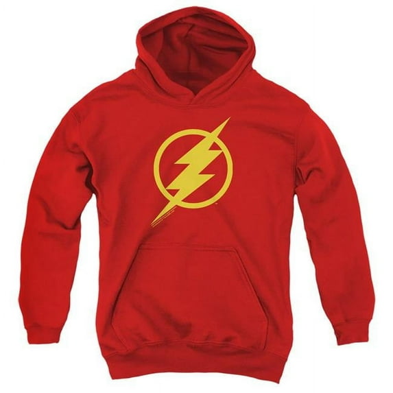 Trevco Sportswear JLM228-YFTH-4 Justice League Movie Flash Solid Color Youth Hooded Sweatshirt, Red - Extra Large