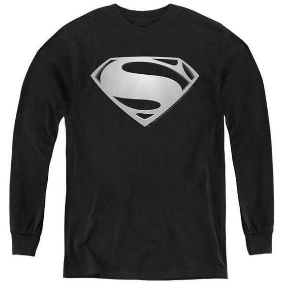 Trevco Sportswear JLM222-YL-1 Justice League Movie Superman Symbol Black Suit 2 Long Sleeve Youth T-Shirt, Black - Small