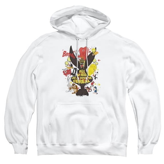 Trevco Sportswear LT296-AFTH-2 Looney Tunes Cereal Adult Pullover Hoodie, White - Medium