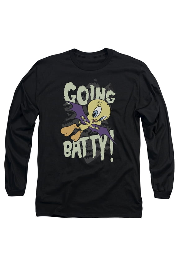 Sportswear LT193-AL-4 Looney Tunes Going Batty Adult Long Sleeve T-Shirt, Black - Extra Large