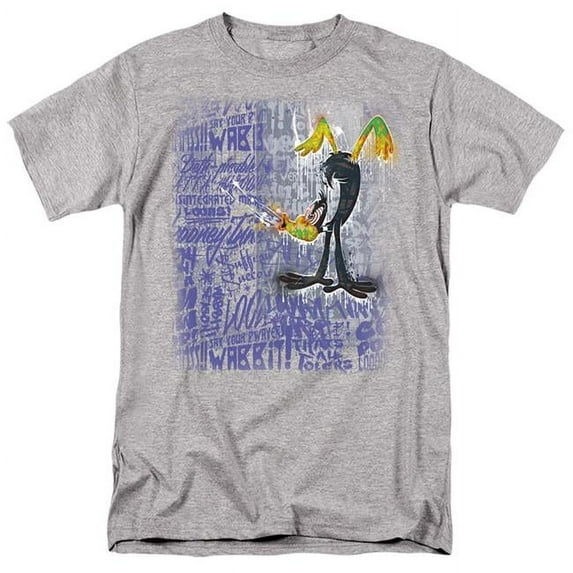 Trevco Sportswear LT262-AT-3 Looney Tunes Graffiti Duck Adult Regular Fit Short Sleeve T-Shirt, Athletic Heather - Large