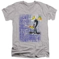 thumbnail image 1 of Trevco Sportswear LT262-AV-5 Looney Tunes Graffiti Duck Adult Slim Fit V-Neck Cotton T-Shirt, Athletic Heather - 2X, 1 of 1