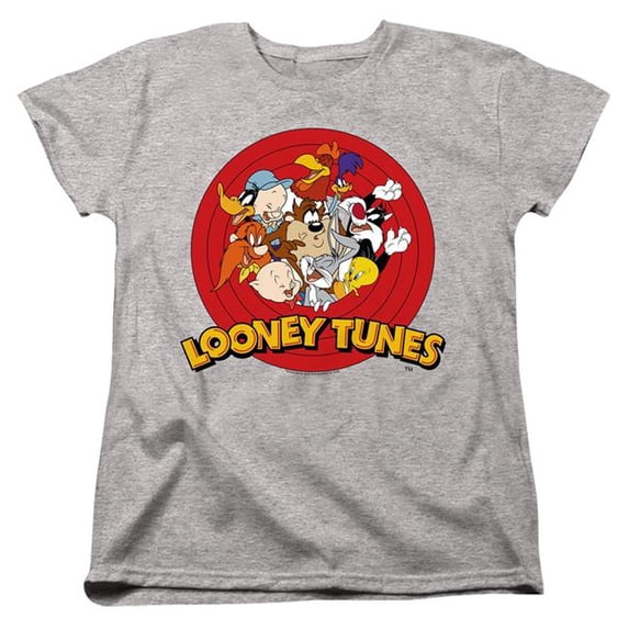 Trevco Sportswear LT245-WT-1 Looney Tunes Group Womens Short Sleeve T-Shirt, Athletic Heather - Small