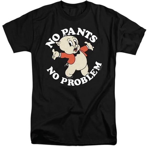 Trevco Sportswear LT256-ATT-6 Looney Tunes No Pants Adult Tall Fit Short Sleeve T-Shirt, Black - 3X