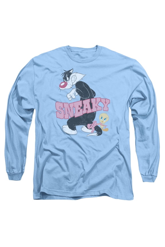 Sportswear LT169-AL-3 Looney Tunes Sneaky Adult Long Sleeve T-Shirt, Carolina Blue - Large