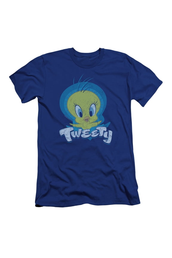 Sportswear LT171-PSF-1 Looney Tunes Tweety Swirl Premium Canvas Adult Slim Fit 30-1 Short Sleeve T-Shirt, Royal - Small