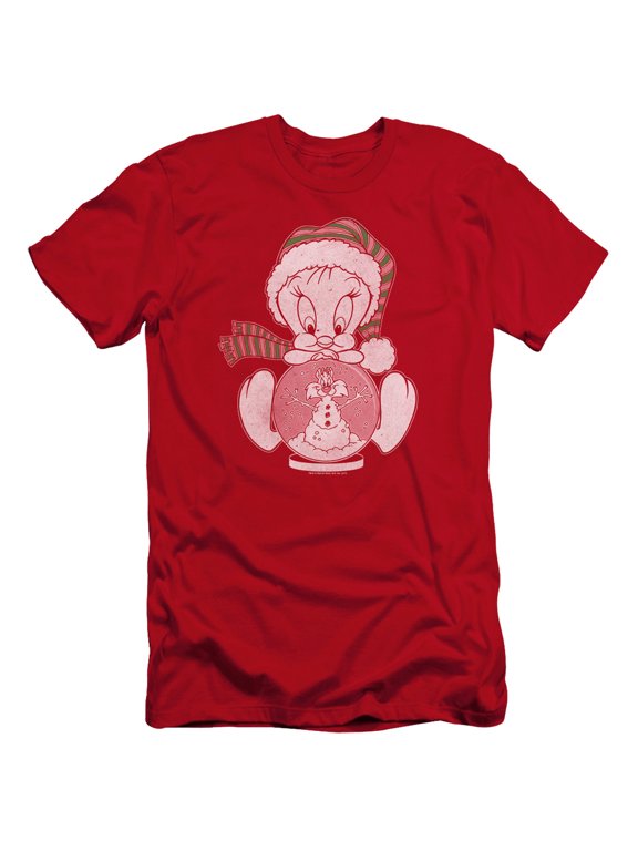 Sportswear LT196-PSF-3 Looney Tunes Tweey Globe Premium Canvas Adult Slim Fit 30-1 Short Sleeve T-Shirt, Red - Large