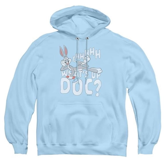 Trevco Sportswear LT247-AFTH-3 Looney Tunes Whats Up Adult Pullover Hoodie, Light Blue - Large