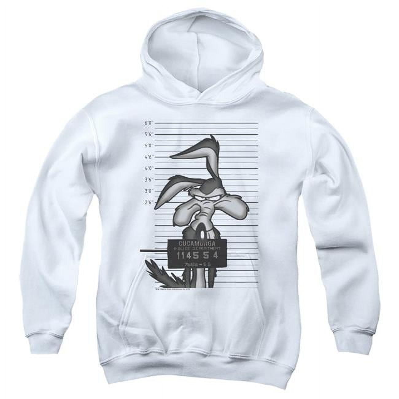 Trevco Sportswear Looney Tunes Wile E. Coyote Busted Youth Hooded Sweatshirt, White - Extra Large