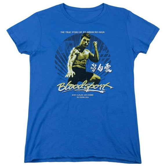 Trevco Sportswear MGM301-WT-1 Bloodsport American Ninja Womens Short Sleeve T-Shirt, Royal - Small