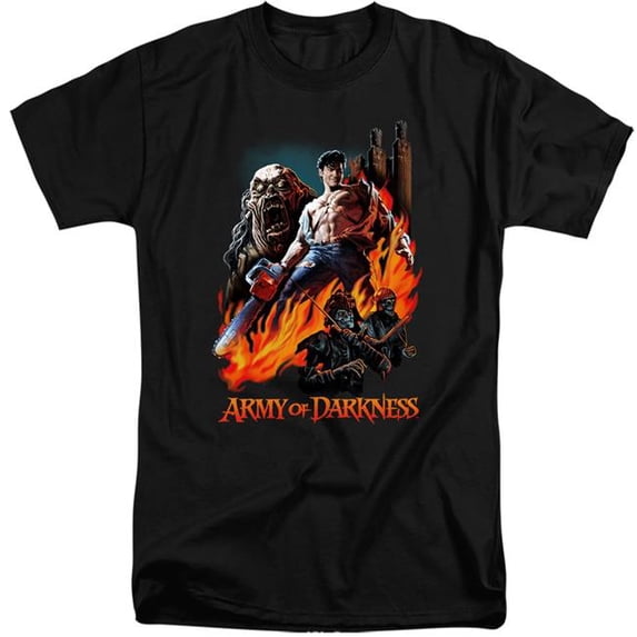 Trevco Sportswear MGM452-ATT-5 Army of Darkness Painted Evil Adult Tall Fit Short Sleeve T-Shirt, Black - 2X