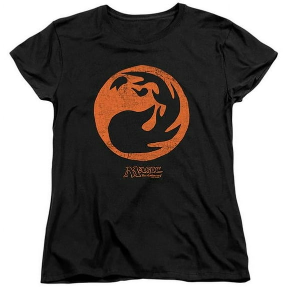 Trevco Sportswear HBRO632-WT-5 Magic The Gathering Red Symbol Womens Short Sleeve T-Shirt, Black - 2X