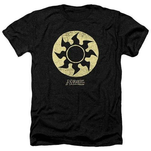 Trevco Sportswear HBRO634-HA-1 Magic The Gathering White Symbol Adult Regular Fit Heather Short Sleeve T-Shirt, Charcoal - Small