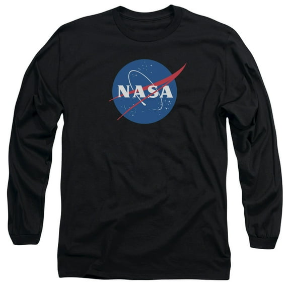 Trevco Sportswear NASA100-AL-3 NASA Meatball Logo Adult Long Sleeve T-Shirt, Black - Large