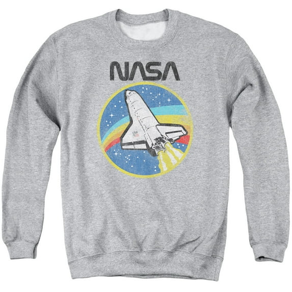 Trevco Sportswear NASA109-AS-5 NASA Shuttle Adult Crewneck Sweatshirt, Athletic Heather - 2X