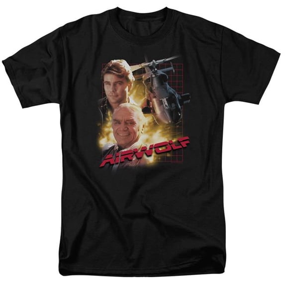 Trevco Sportswear NBC106-AT-9 Airwolf Airwolf Adult Regular Fit Short Sleeve T-Shirt, Black - 6X