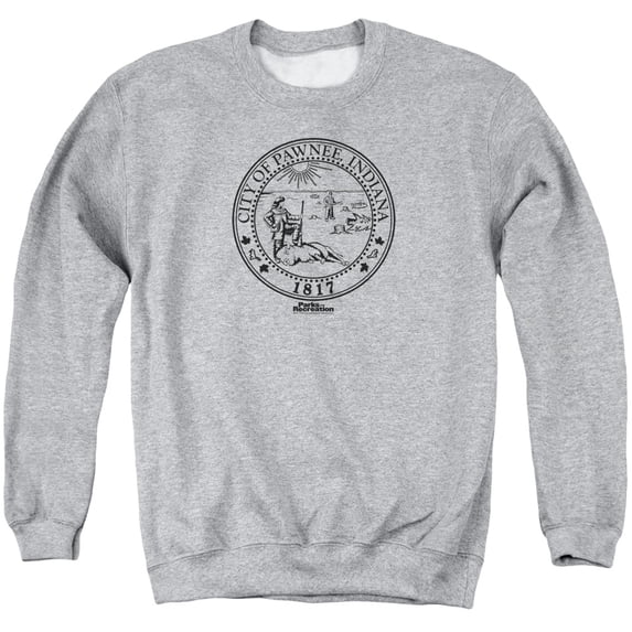 Men's Parks And Recreation Pawnee Seal Sweatshirt Small Athletic Heather
