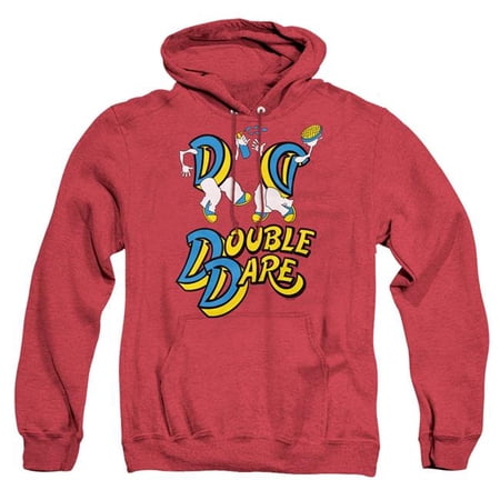 Trevco Sportswear NICK1052-AHH-5 Double Dare Vintage Double Dare Logo Adult Heather Hoodie, Red - 2X