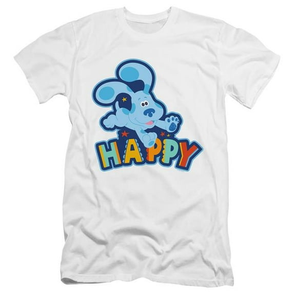 Trevco Sportswear NICK407-PSF-2 Blues Clues & You Happy Puppy Premium Canvas Adult Slim Fit 30-1 Short Sleeve T-Shirt, White - Medium