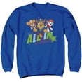 thumbnail image 1 of Trevco Sportswear NICK689-AS-2 Paw Patrol All In Adult Crewneck Sweatshirt, Royal - Medium, 1 of 1