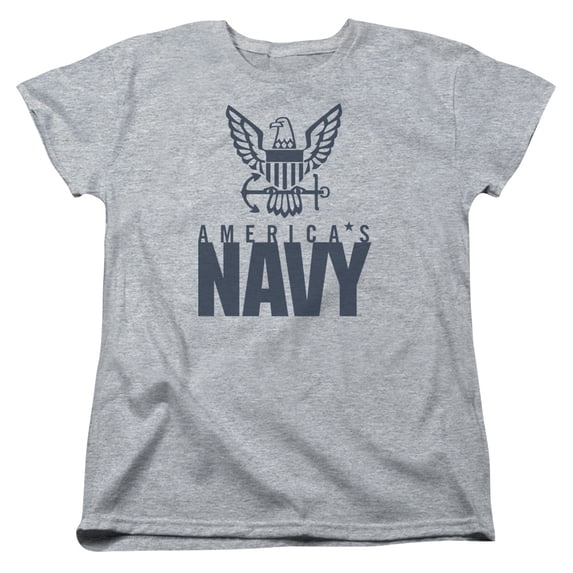 Trevco Sportswear NA103-WT-4 Navy Eagle Logo Womens Short Sleeve T-Shirt, Athletic Heather - Extra Large