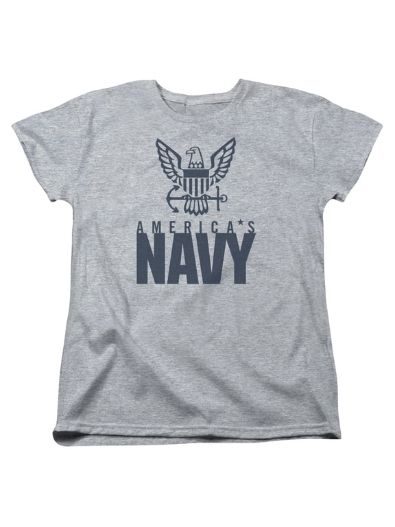 Sportswear NA103-WT-4 Navy Eagle Logo Womens Short Sleeve T-Shirt, Athletic Heather - Extra Large