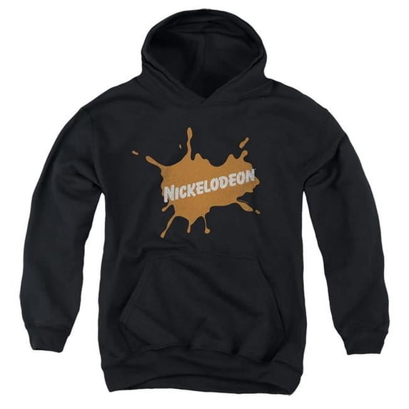 Trevco Sportswear NICK695-YFTH-2 Nickelodeon Brand Nick Retro Burst Logo Youth Hooded Sweatshirt, Black - Medium