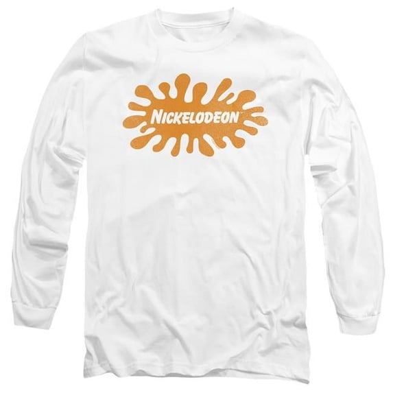 Trevco Sportswear NICK694-AL-4 Nickelodeon Brand Nick Retro Splat Logo Adult Long Sleeve T-Shirt, White - Extra Large