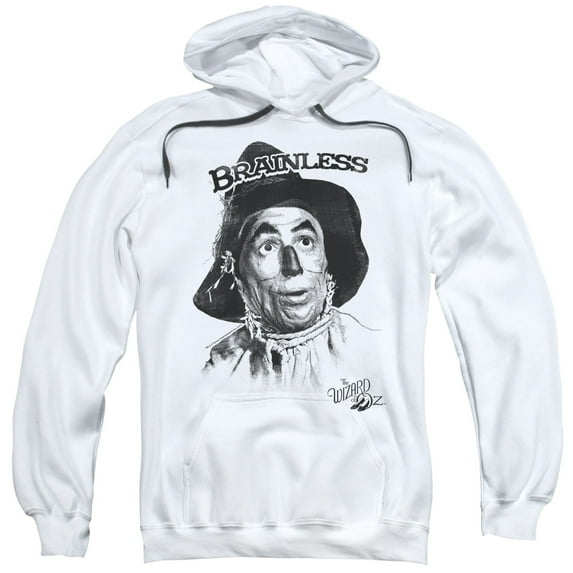 Trevco Sportswear OZ103-AFTH-6 Wizard of Oz Brainless Adult Pullover Hoodie, White - 3X