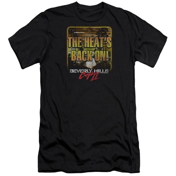 Trevco Sportswear PAR429-PSF-4 Beverly Hills Cop II The Heats Back On Premium Canvas Adult Slim Fit 30-1 Short Sleeve T-Shirt, Black - Extra Large