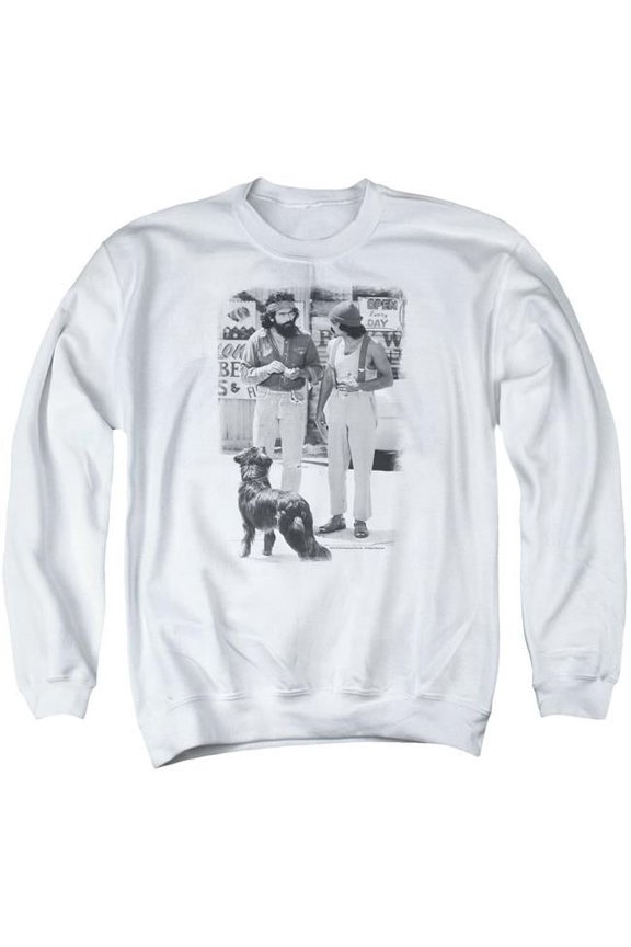 Sportswear PAR575-AS-2 Up In Smoke Cheech Chong Dog Adult Crewneck Sweatshirt, White - Medium