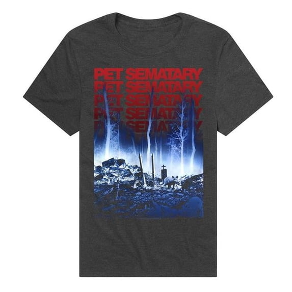 Trevco Sportswear PAR687-PATHA-1 Pet Sematary Sematary-Heathered Premium Adult T-Shirt, Charcoal - Small