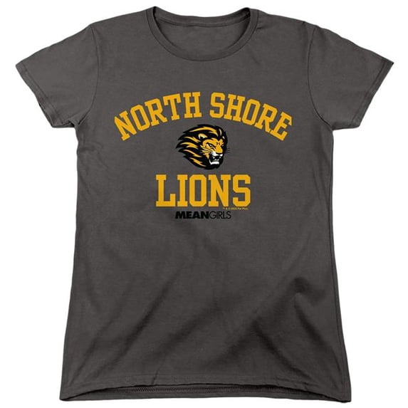 Trevco Sportswear PAR902-WT-2 Mean Girls North Shore Lions Womens Short Sleeve T-Shirt, Charcoal - Medium