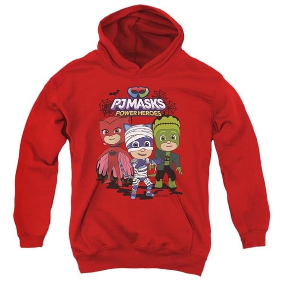 Trevco Sportswear HBRO1466-YFTH-1 PJ Masks Halloween Heroes Youth Hooded Sweatshirt, Red - Small