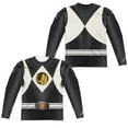 thumbnail image 1 of Trevco Sportswear PWR110FB-ALPP-2 Power Rangers Black Ranger Uniform Front & Back Print Long Sleeve Adult Crew T-Shirt, White - Medium, 1 of 1