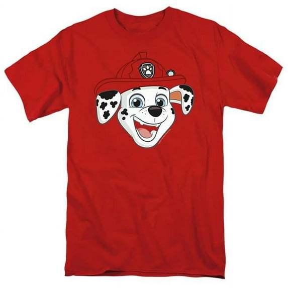 Trevco Sportswear NICK10349-AT-4 Paw Patrol Marshall Grin Adult Regular Fit Short Sleeve T-Shirt, Red - Extra Large