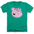 thumbnail image 1 of Trevco Sportswear HBRO1451-HA-3 Peppa Pig Daddy Pig Face Adult Regular Fit Heather Short Sleeve T-Shirt, Kelly Green - Large, 1 of 1